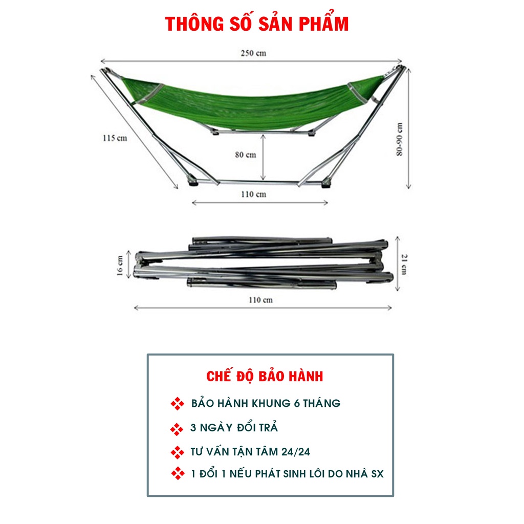 Võng Xếp TRƯỜNG NGA Khung Sơn Tĩnh Điện Phi 32 - Tặng Kèm Lưới Võng ( Chịu trọng lực 150kg ) | BigBuy360 - bigbuy360.vn