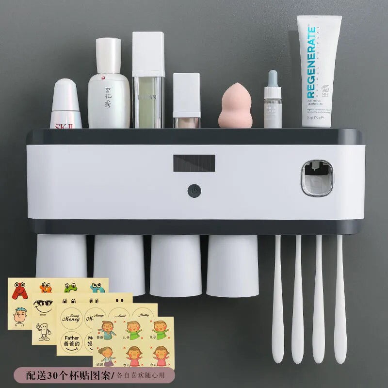 Toothbrush sterilizer Smart UV disinfection holder box non-perforated net red shelf light energy wireless charging