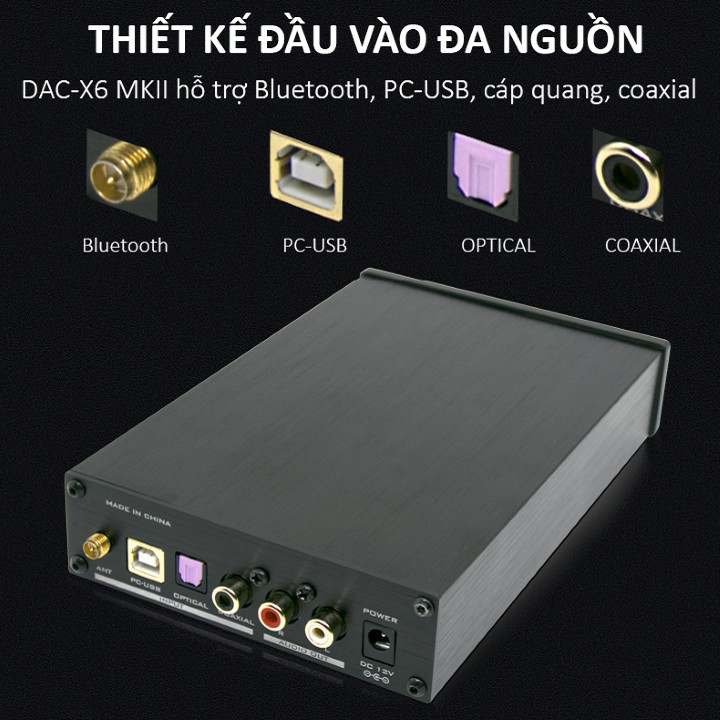 BỘ DAC GIẢI MÃ KHUẾCH ĐẠI ÂM THANH KHÔNG DÂY CÔNG NGHỆ BLUETOOTH 5.0 FX-AUDIO DAC X6 MKII