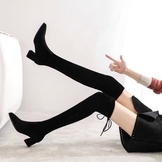 Bốt đùi cao gót, bốt đùi gót vuông 7cm