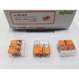 Đầu nối dây điện 3 dây 6.0mm2 41A WAGO COMPACT 221-613