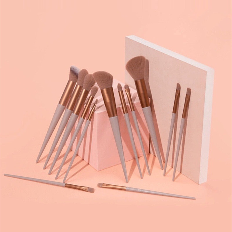 Dụng cụ trang điểm khuôn mặt chuyên nghiệp GDTIMA Bộ cọ trang điểm màu trà sữa 13 miếng