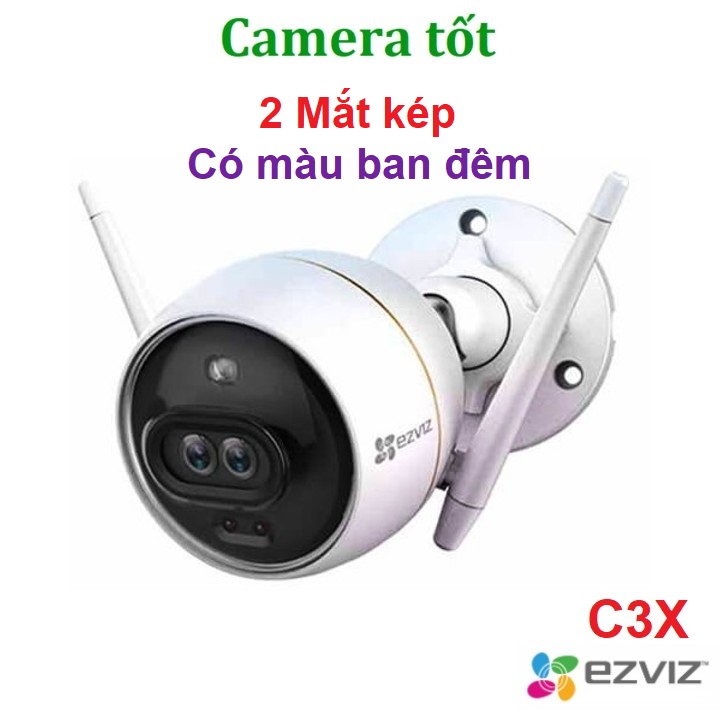 Camera Ngoài Trời Ezviz C3X 2MP 1080P / Mắt kép có mầu ban đêm AI - Chính Hãng
