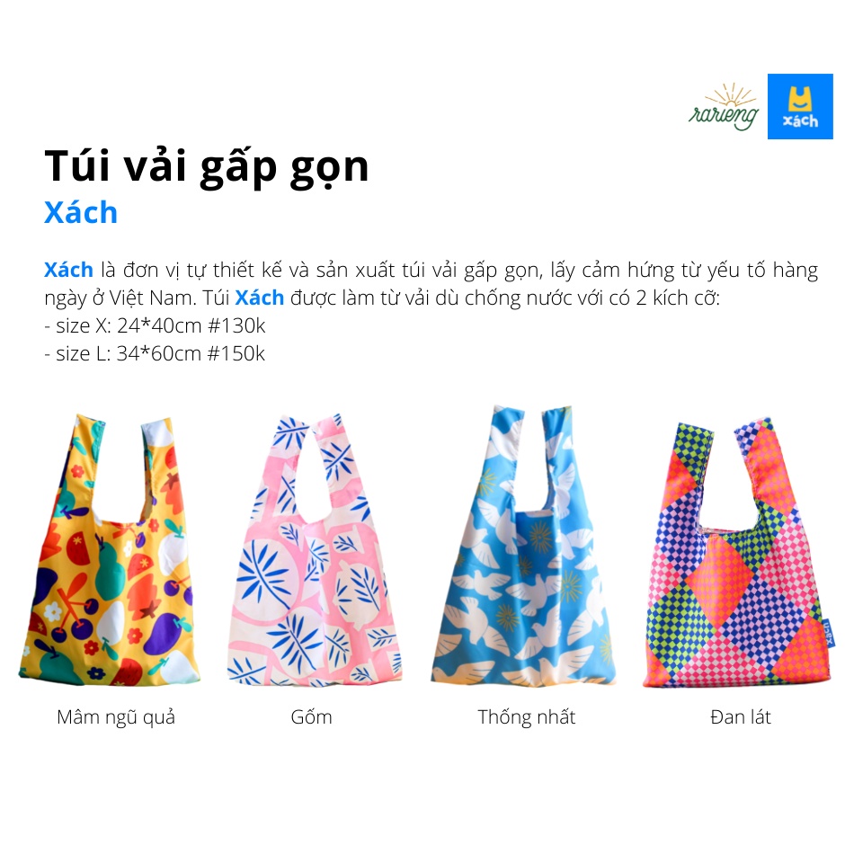 Túi vải gấp gọn chống thấm thiết kế