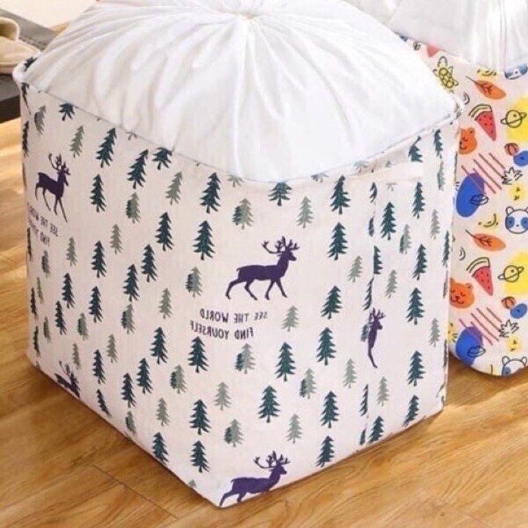 ❤️SIZE TO 100 LÍT❤️ Túi đựng quần áo chăn màn vải canvas không thấm nước, giỏ đựng đồ đa năng size 50x40x50 cm