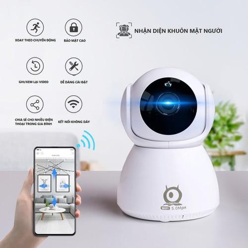 CAMERA Wifi 5.0Mpx V380Pro Q8 Chính Hãng Xoay 360° - Đàm Thoại 2 Chiều, Xoay Theo Chuyển Động, Nhận Diện Khuôn Mặt