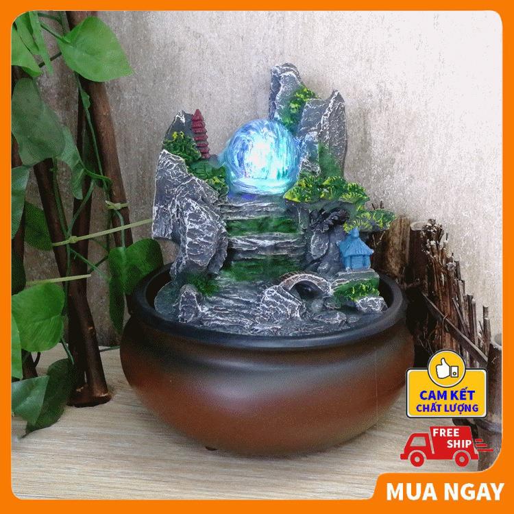 Thác nước để bàn phong thuỷ trang trí, Đài phun nước phong thuỷ đèn led siêu đẹp