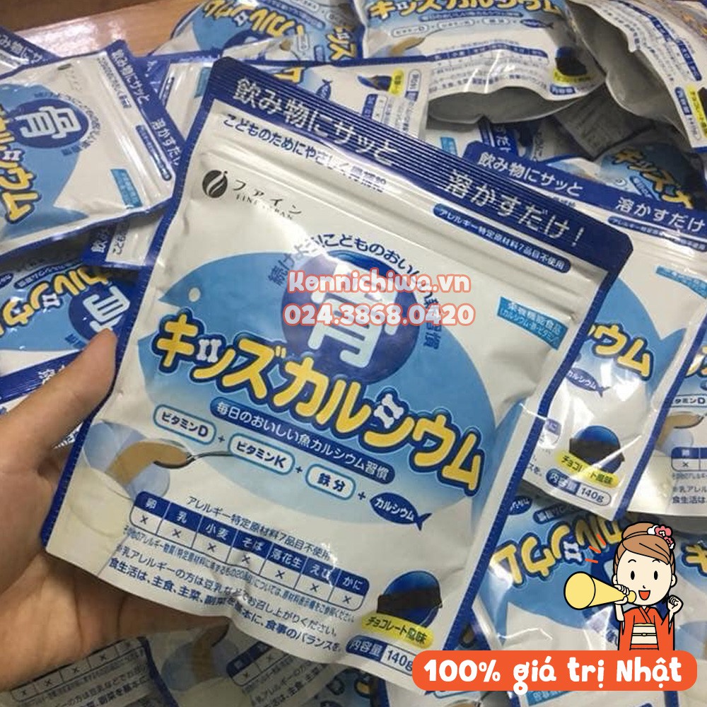 Bột Bone's Calcium for kids 140g bổ sung canxi xương cá tuyết Nhật Bản giúp phát triển chiều cao cho bé