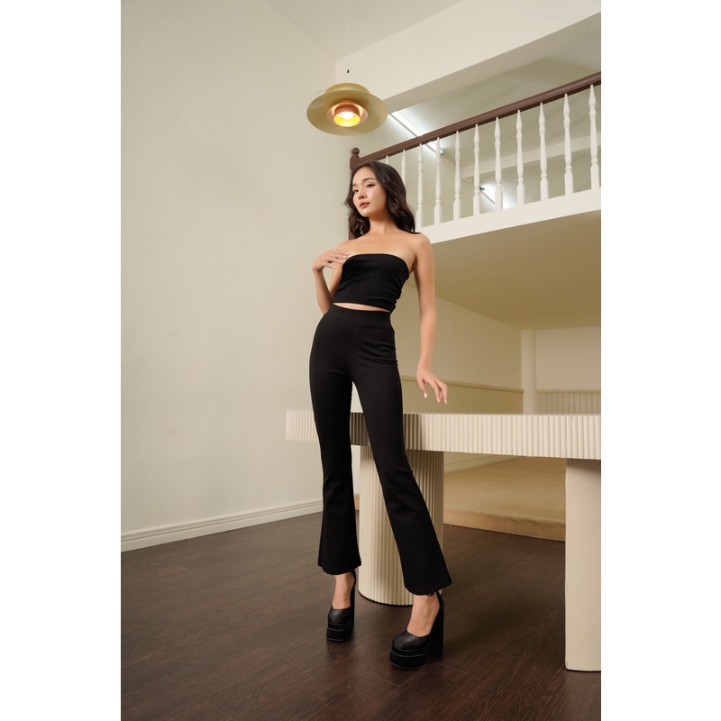 Quần Ống Loe Cạp Cao Ống Dài Thời Trang Thể Thao Hàn Quốc Cotton Thun Nhật Chống Nhăn Phiên Bản Premium 2AM