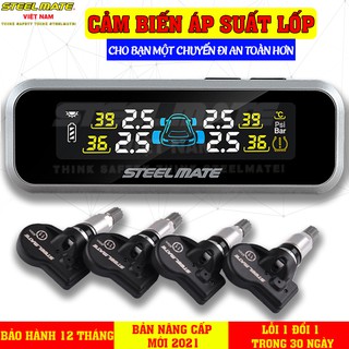 Cảm biến áp suất lốp van trong TPMS không dây chính hãng STEELMATE có màn hình màu hiển thị thông số - BẢO HÀNH 12 THÁNG