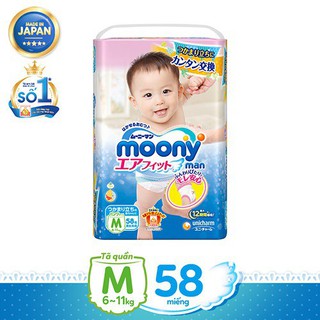 [Hà Nội] Tã-bỉm quần cao cấp Moony M - 58 miếng - Nhập khẩu từ Nhật Bản
