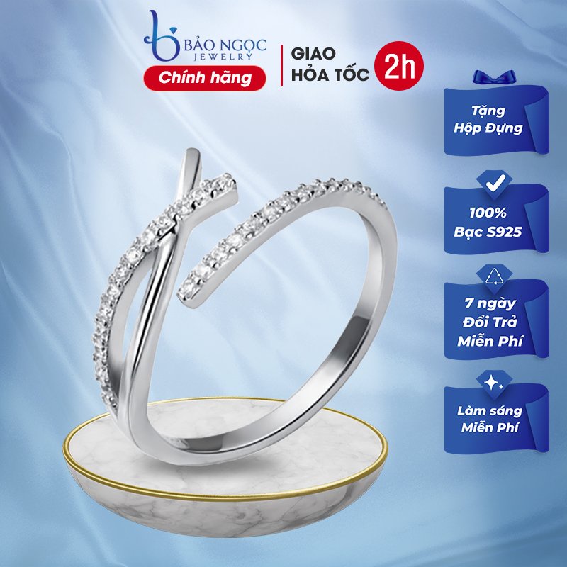 Nhẫn Bạc Nữ Đính Đá Sáng Bằng Bạc ITALY S925 Cao Cấp N2483 Bảo Ngọc Jewelry