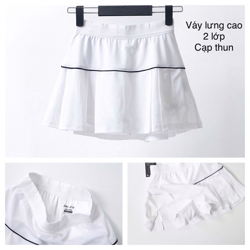 Chân váy tennis golf thể thao 2 lớp xếp ly lưng cạp cao