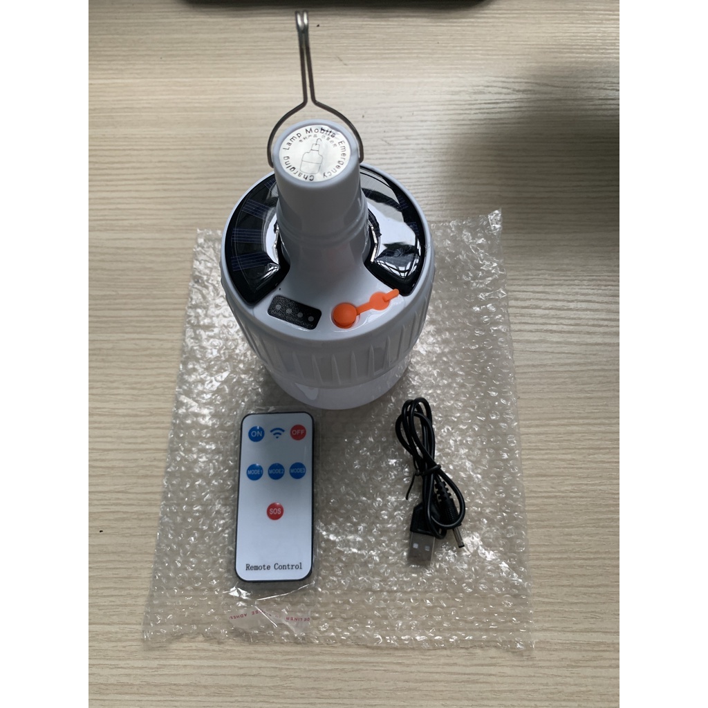Bóng Đèn Buld Tích Điện SL_24 có 2 Chế Độ sáng, có đèn khẩn cấp, chống nước _Sạc Pin Và Năng Lượng Mặt Trời có remote
