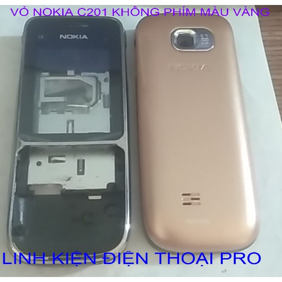VỎ NOKIA C201 KHÔNG PHÍM MÀU VÀNG