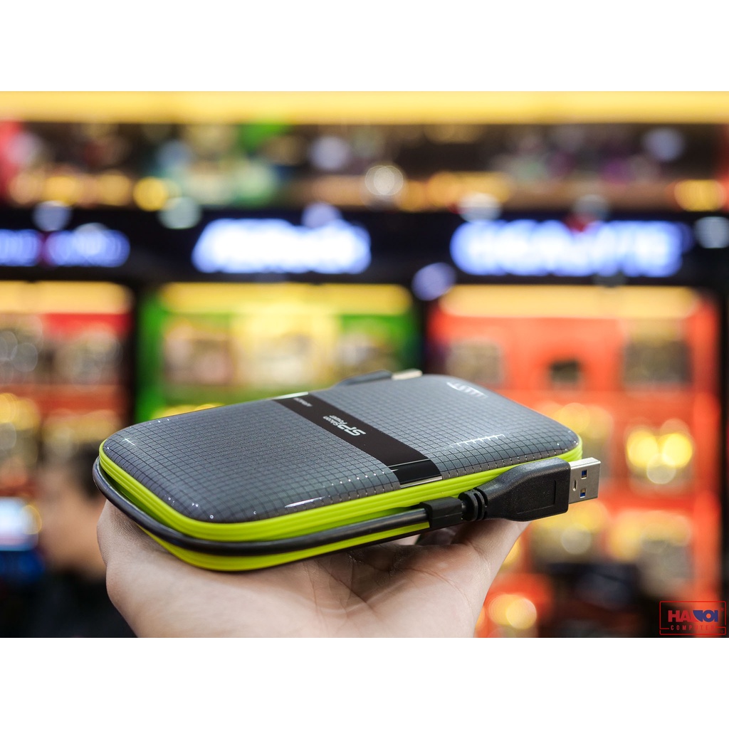 Ổ Cứng Di Động 2.5 inch SILICON POWER ARMOR A60 1TB/2TB SP010TBPHDA60S3K chống sốc, Chống tia nước tiêu chuẩn IPX4