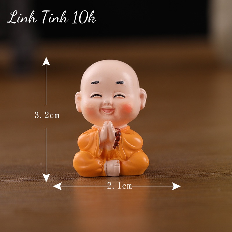 Tượng chú tiểu mini áo vàng đáng yêu, dễ thương / Sét 7 chú tiểu mini - Linh Tinh 10k