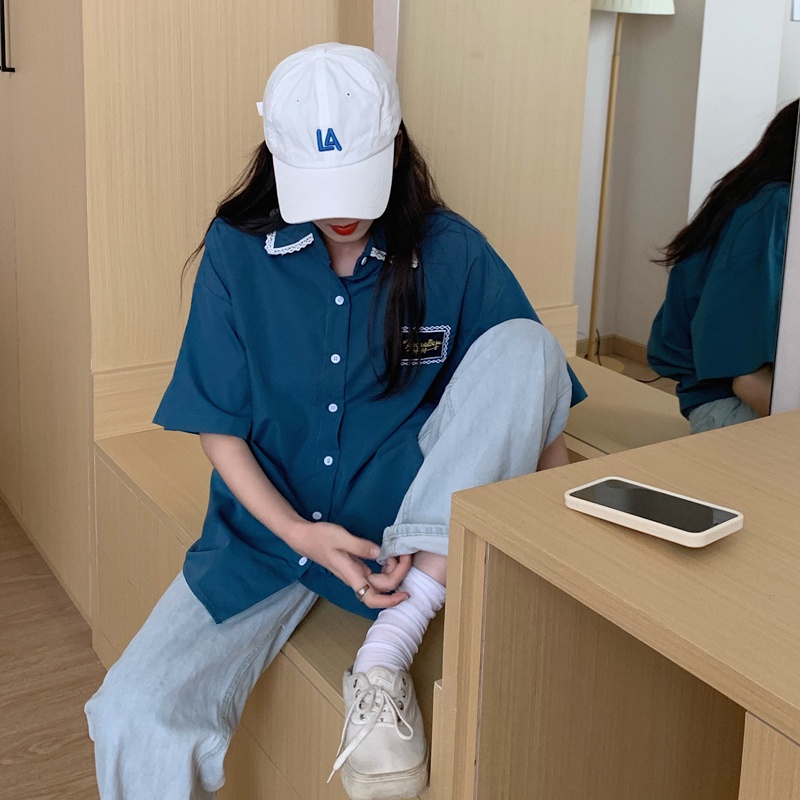 SUXI Áo sơ mi nữ tay ngắn dáng rộng thời trang mới mùa hè phong cách Hàn Quốc