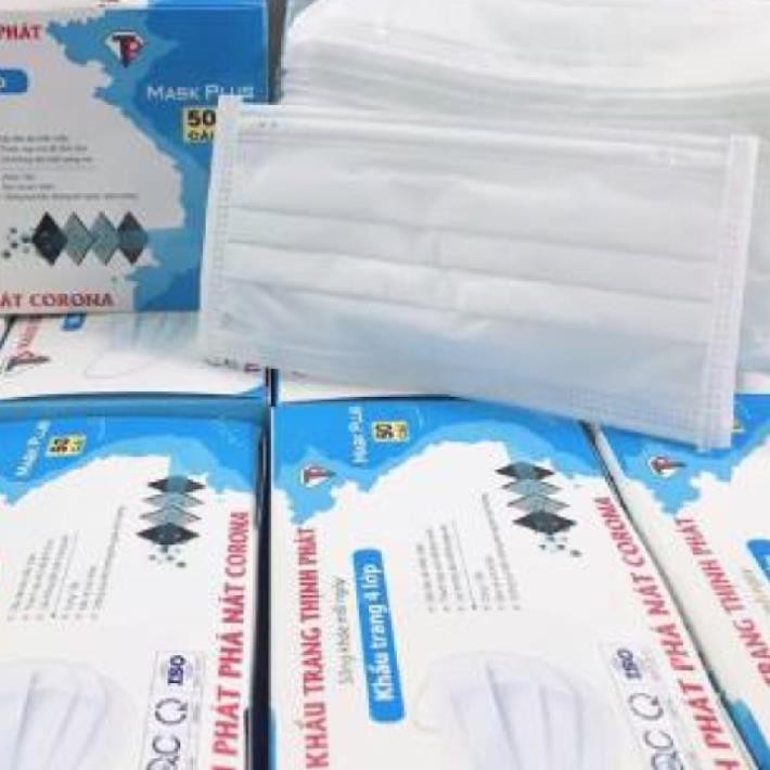 (Bán sỉ) KHẨU TRANG Y TẾ 4 LỚP THỊNH PHÁT (Hộp 50 cái, Mầu Xanh và Trắng) - NPP HS Shop