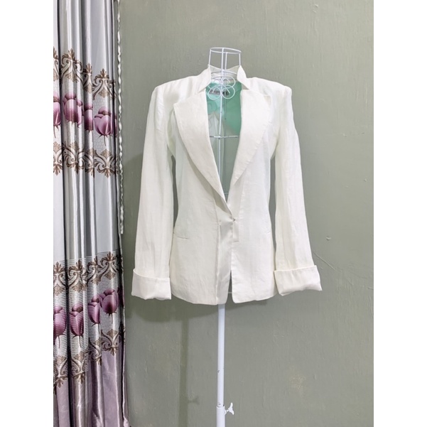 Áo vest /blazer màu trắng Linen mặc bốn mùa