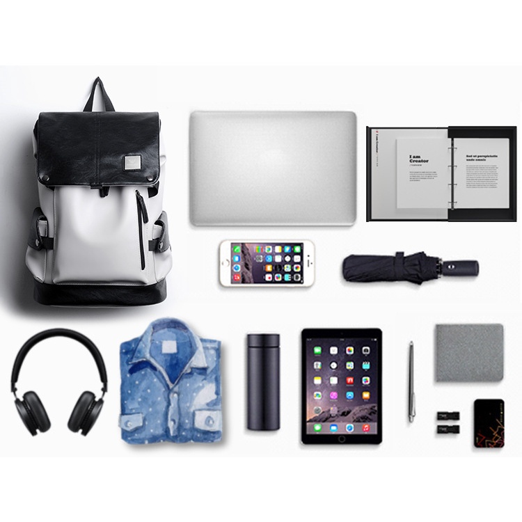 Balo da nam thời trang cặp đi học nam đựng laptop 15.6 inch chống nước Balo nam ulzzang đi chơi da PU balo LV - RIKY