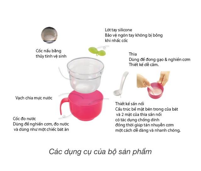 Cốc nấu cháo trong nồi cơm điện Richell [ cốc thuỷ tinh ]