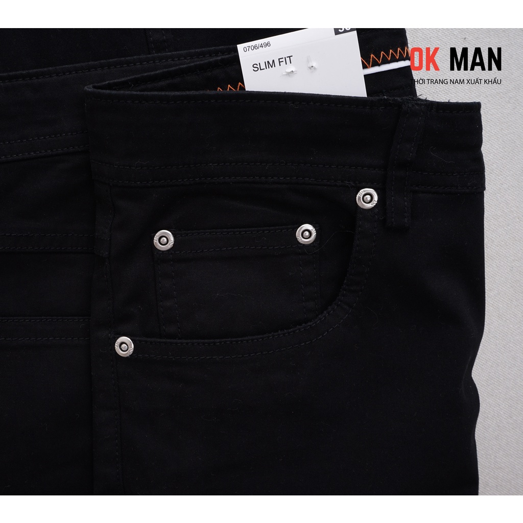 Quần kaki nam giả jean form slimfit cao cấp 3 màu co giãn thoải mái OkMan