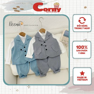 Bộ quần áo vest phong cách Hàn Quốc cho bé trai, Set trang phục gile bảnh bao Corny - 20B112