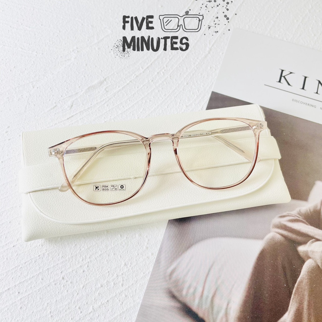 Gọng kính cận nữ , chất liệu nhựa dẻo cốt kim loại Fiveminutes 8141 Unisex Nam nữ