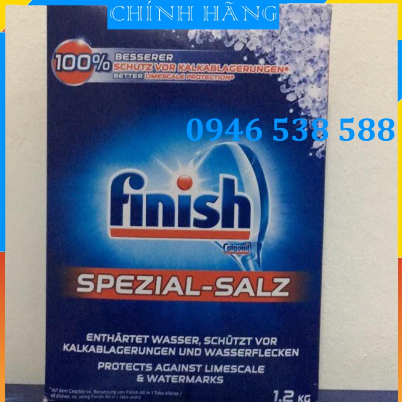Muối làm mềm nước máy rửa bát Finish 2.4 kg, Combo 2 gói muối rửa bát finish 1.2kg
