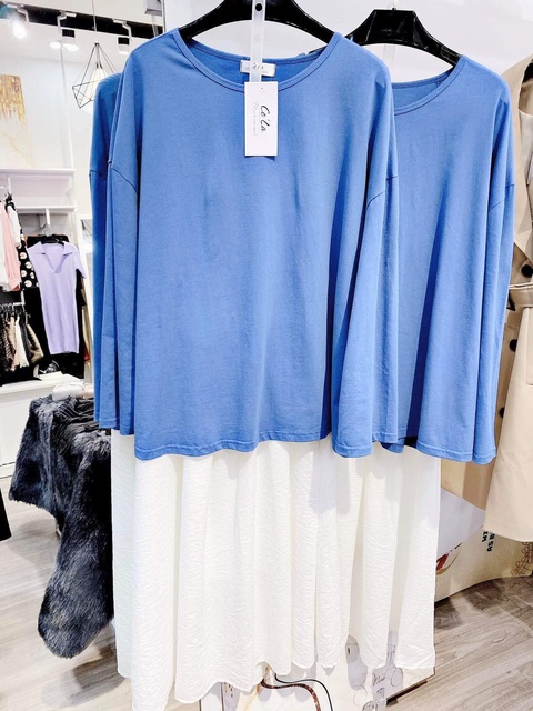 Áo cotton ADALIE SWEATER xanh vintage cùng chân váy xoè MARIE SKIRT trắng nhẹ nhàng