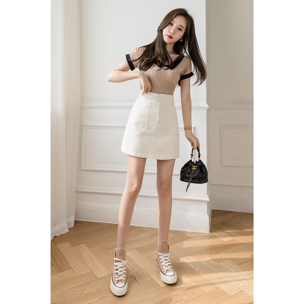 Chân váy nữ, chân váy nữ chất kaki 2 màu trắng đen đủ size S M L SKUCV-06B
