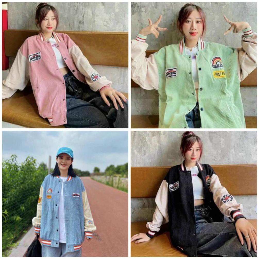 Áo Khoác Bomber Nhung Gân Phối Màu Cực Xinh đẳng cấp việt của thời trang kmg