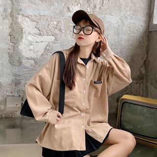 Áo Sơ Mi Gân Màu Pastel Form Rộng Ulzzang