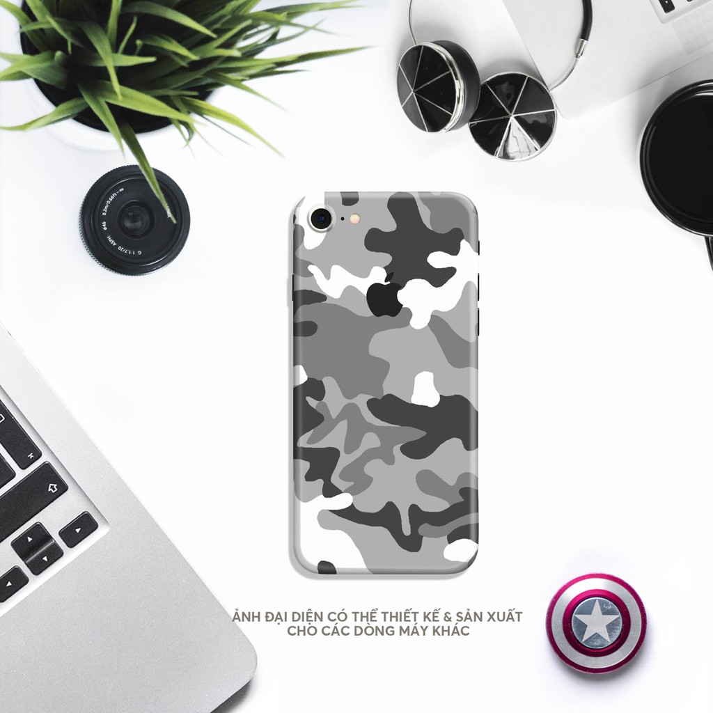 Dán Skin IPhone Camo Trắng Đen Full Lưng viền | Skin IPhone 5 Lớp Chất Liệu Cao Cấp Chống Xước, Chống Thấm, Chống Bay