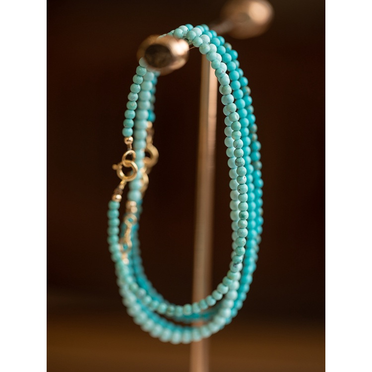 [Hàng Mới Về] Vòng Đeo Tay Chuỗi Hạt Ngọc Lam Tròn Nhỏ Tươi Mới Thời Trang Xuân Hè Cho Nữ