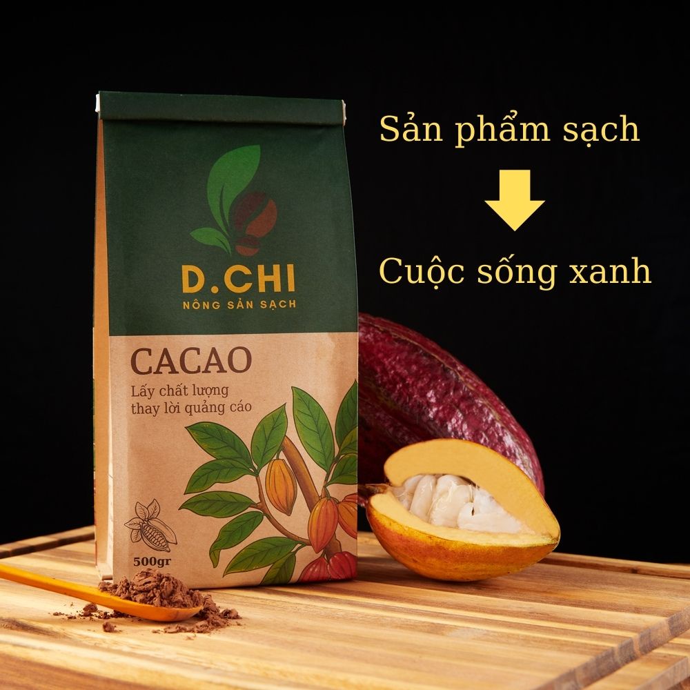 Bột cacao nguyên chất D.CHI- Không đường đậm đà vị truyền thống - Chuẩn UTZ xuất khẩu 250gr