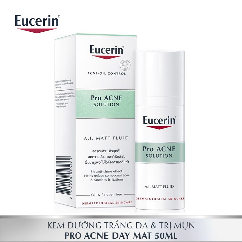 Kem Dưỡng Ẩm, Kiểm Soát Nhờn, Ngừa Mụn Matt Fluid Eucerin Pro Acne