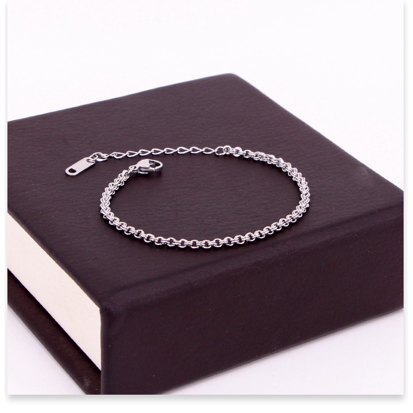 Vòng tay lắc tay nữ titan 2 xích lòng nhau H14-407 - CAM KẾT KHÔNG GỈ, KHÔNG BAY MÀU - BẢO HÀNH 12 THÁNG