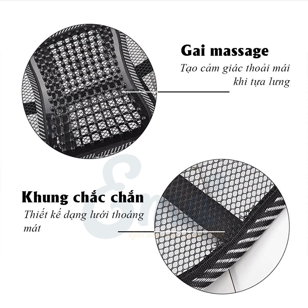 Đệm lưới tựa lưng massage thoáng khí cho ghế văn phòng &amp; ô tô - Thương hiệu EMA