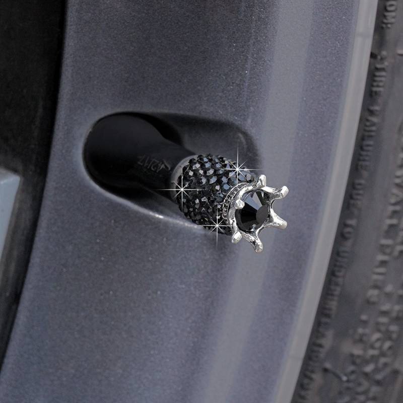 4PCs New Crown Valve Cap Creative Diamond Car Tire Cap Universal Modification Valve Core Cap Cover Female 1Reb