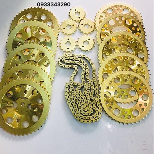 Nhông Sên Dĩa Vàng DID Cho Xe Máy Sirius - Raider FI - Wave - Dream - RS - Future Neo - Winer -Ex135- Ex150 - Ex4s