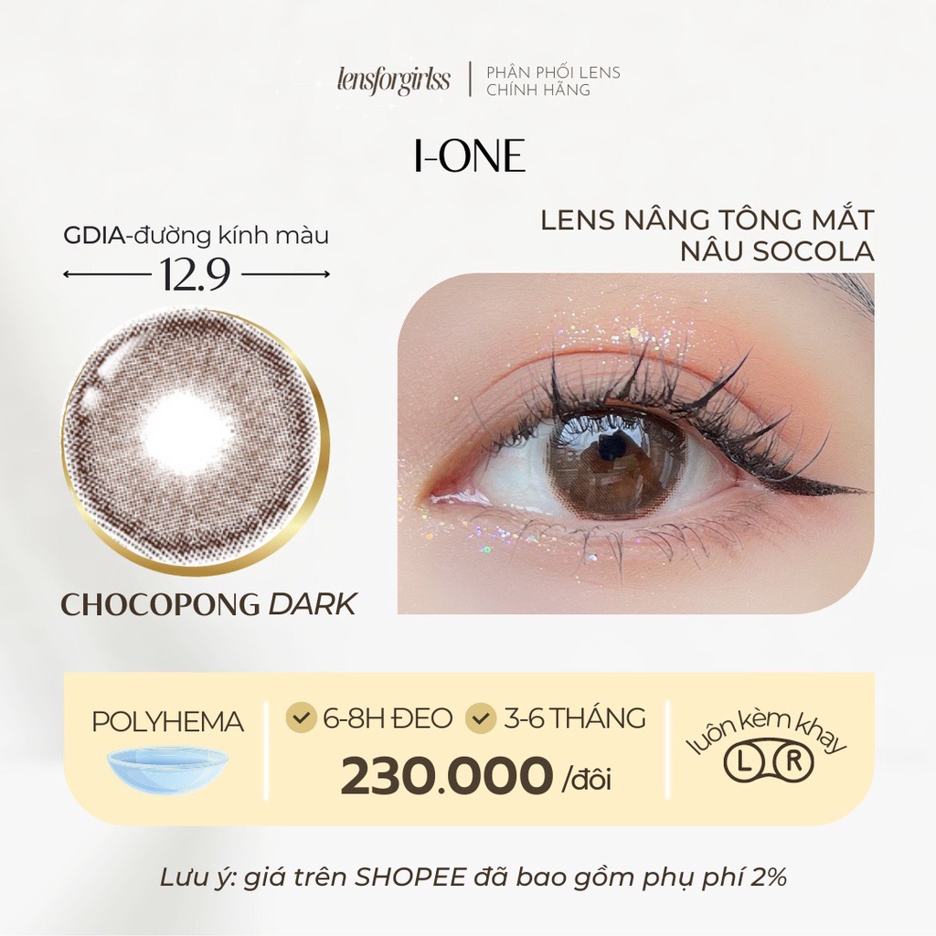 Lens nâng tông mắt nâu tối áp tròng tự nhiên CHOCOPONG DARK CHOCO - Made in Korea | HSD 3-6 tháng | Lens cận