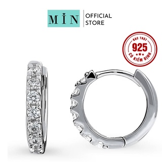 Khuyên tai bạc, bông tròn nạm đá cao cấp sang trọng Min Jewelry