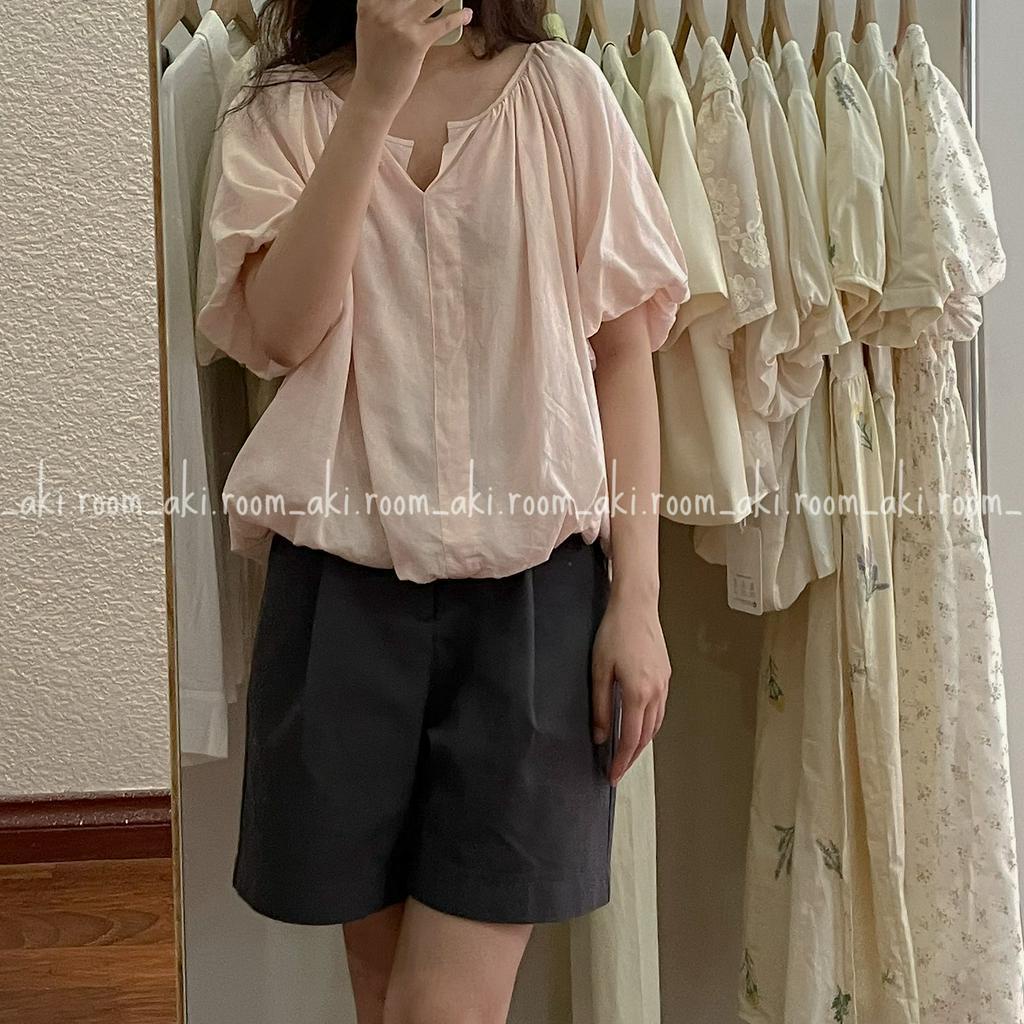 Áo thô đũi cổ tròn V tay dơi bồng bo gấu nhẹ 1050
