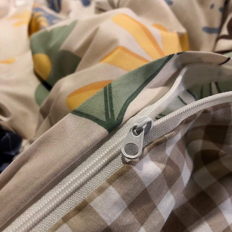 Bộ Vỏ Chăn Ga Gối 4 Món Cotton 80% Hoạ Tiết Hoa Lá Cọ Bèo Happy Life Cao Cấp 🔥TAbedding- miễn phí bo chun freesize 🔥