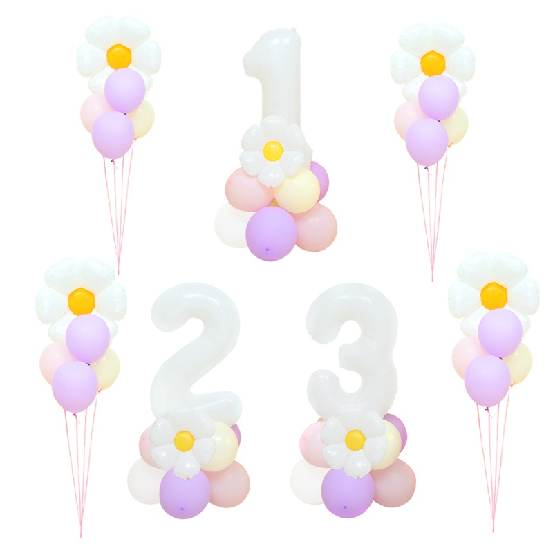 Set 21 Bong Bóng Kỹ Thuật Số 32inch 1-9 Màu Trắng Dùng Trang Trí Tiệc Sinh Nhật/Đám Cưới