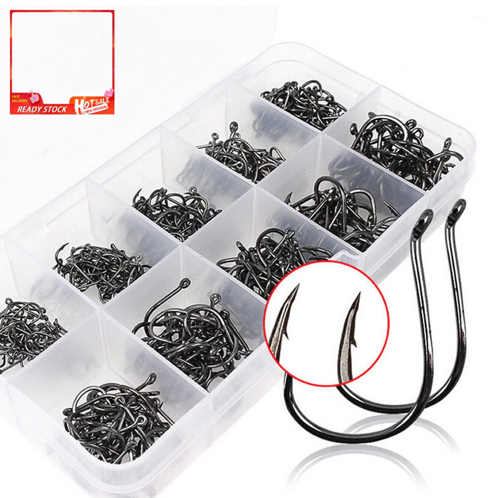 Hộp 500 Lưỡi Câu 10 Kích Cỡ Bằng Thép Các Bon