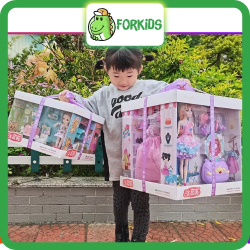 Hộp quà sinh nhật cho bé gái ,búp bê barbie công chúa có khớp tay kèm nhiều phụ kiện(ảnh thật)