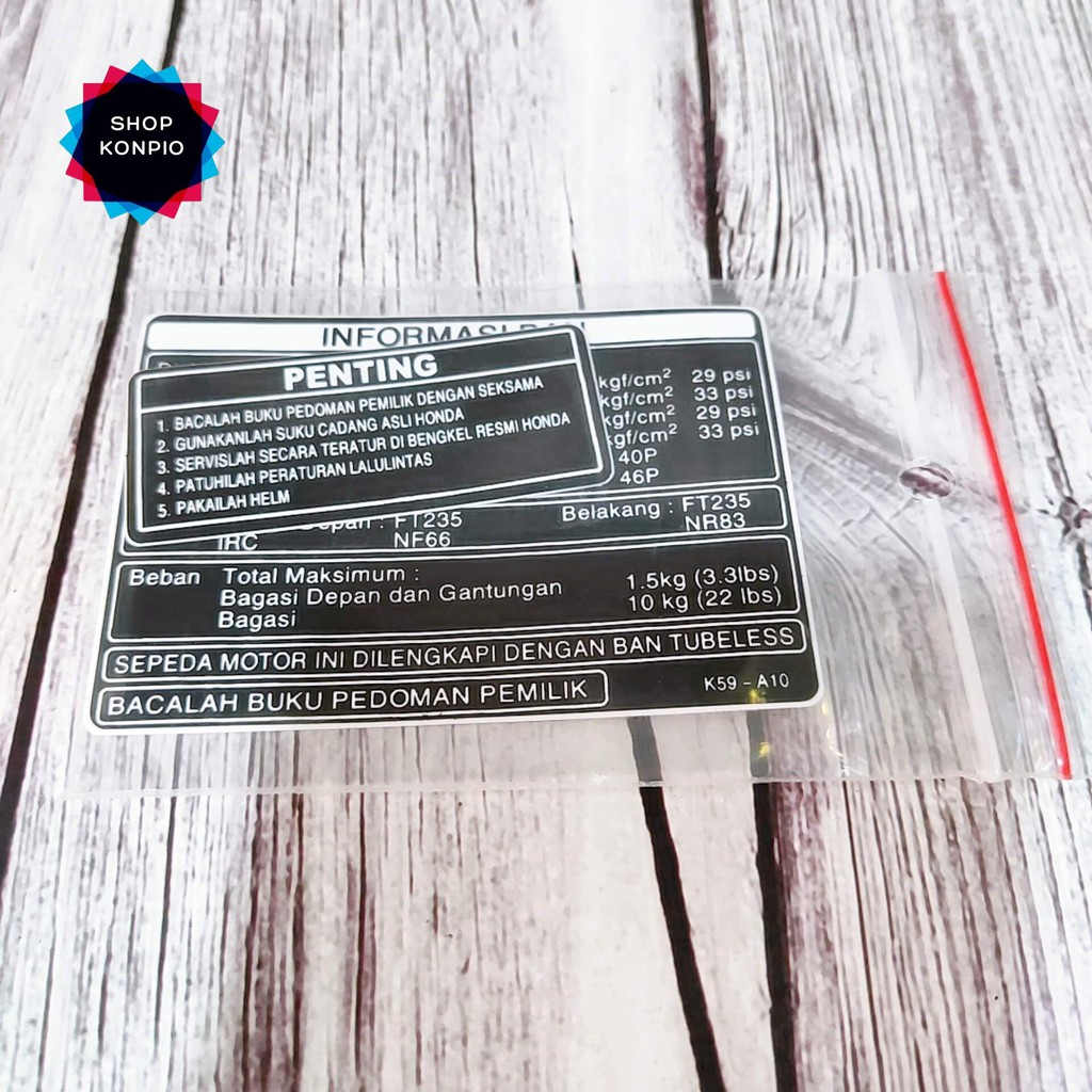 Tem Sticker Thông Số Dán Xe Vario Chống Thấm Nước